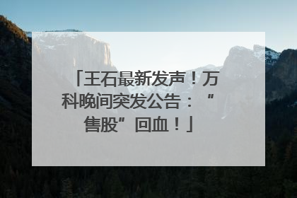王石最新发声！万科晚间突发公告：“售股”回血！