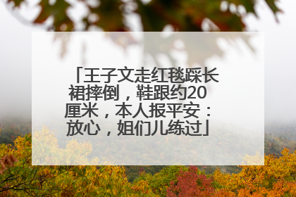 王子文走红毯踩长裙摔倒，鞋跟约20厘米，本人报平安：放心，姐们儿练过