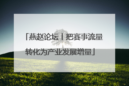 燕赵论坛丨把赛事流量转化为产业发展增量