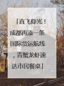 直飞仰光！成都再添一条国际货运航线，青蟹龙虾速达市民餐桌