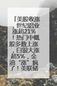 美股收涨，世纪铝业涨超21%！热门中概股多数上涨，白银大涨超5%，金油“涨”疯了！美联储官员最新表态