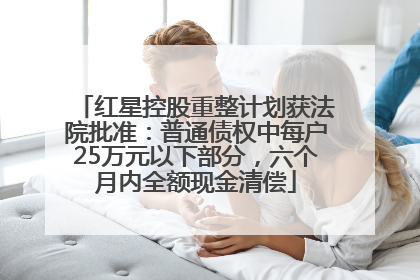 红星控股重整计划获法院批准：普通债权中每户25万元以下部分，六个月内全额现金清偿