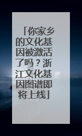 你家乡的文化基因被激活了吗？浙江文化基因图谱即将上线