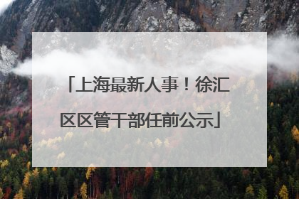 上海最新人事！徐汇区区管干部任前公示