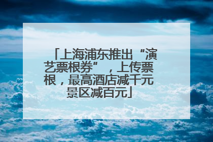上海浦东推出“演艺票根券”，上传票根，最高酒店减千元景区减百元