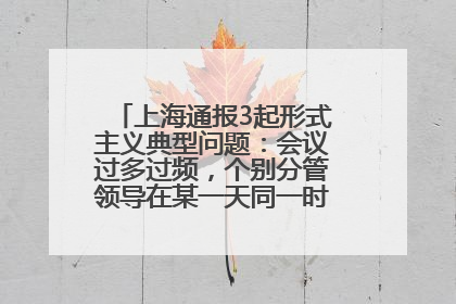 上海通报3起形式主义典型问题：会议过多过频，个别分管领导在某一天同一时段需参加3个会议