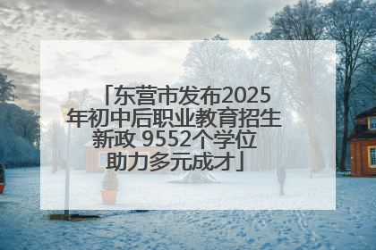 东营市发布2025年初中后职业教育招生新政 9552个学位助力多元成才