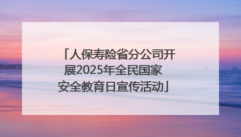人保寿险省分公司开展2025年全民国家安全教育日宣传活动