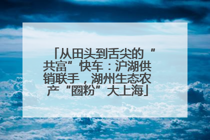 从田头到舌尖的“共富”快车：沪湖供销联手，湖州生态农产“圈粉”大上海