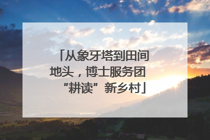 从象牙塔到田间地头，博士服务团“耕读”新乡村