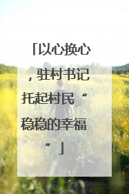 以心换心，驻村书记托起村民“稳稳的幸福”
