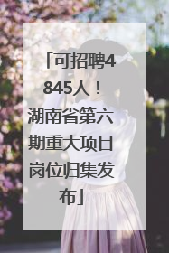 可招聘4845人！湖南省第六期重大项目岗位归集发布