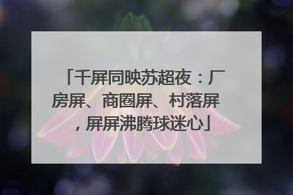 千屏同映苏超夜：厂房屏、商圈屏、村落屏，屏屏沸腾球迷心