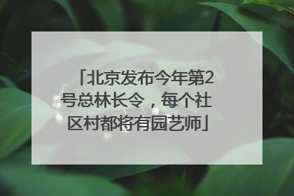 北京发布今年第2号总林长令，每个社区村都将有园艺师