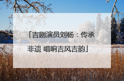 吉剧演员刘杨：传承非遗 唱响吉风吉韵