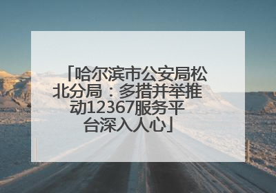哈尔滨市公安局松北分局：多措并举推动12367服务平台深入人心