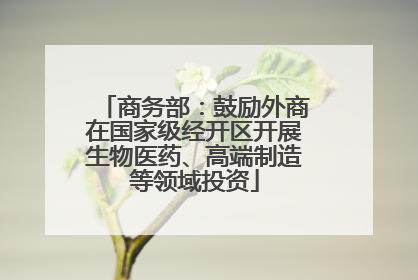 商务部：鼓励外商在国家级经开区开展生物医药、高端制造等领域投资