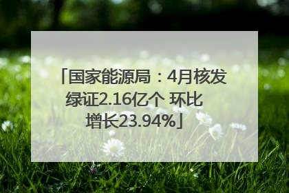 国家能源局：4月核发绿证2.16亿个 环比增长23.94%