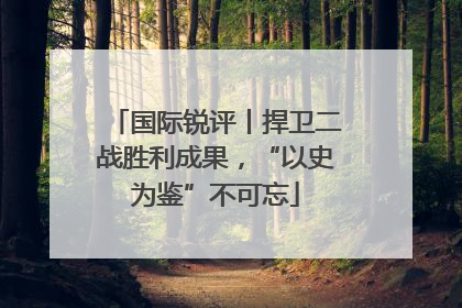 国际锐评丨捍卫二战胜利成果，“以史为鉴”不可忘