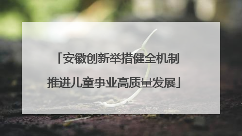 安徽创新举措健全机制 推进儿童事业高质量发展