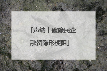 声纳丨破除民企融资隐形梗阻