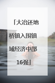 大冶还地桥镇入围镇域经济中部16强