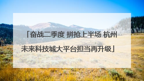 奋战二季度 拼抢上半场 杭州未来科技城大平台担当再升级