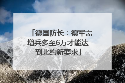 德国防长：德军需增兵多至6万才能达到北约新要求