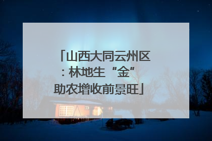 山西大同云州区：林地生“金” 助农增收前景旺