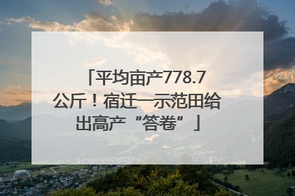 平均亩产778.7公斤！宿迁一示范田给出高产“答卷”