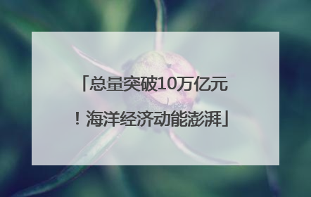 总量突破10万亿元！海洋经济动能澎湃