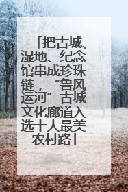 把古城、湿地、纪念馆串成珍珠链，“鲁风运河”古城文化廊道入选十大最美农村路
