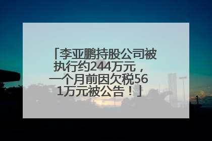 李亚鹏持股公司被执行约244万元，一个月前因欠税561万元被公告！