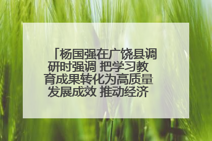 杨国强在广饶县调研时强调 把学习教育成果转化为高质量发展成效 推动经济稳健向好进中提质