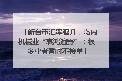 新台币汇率强升，岛内机械业“哀鸿遍野”：很多业者暂时不接单