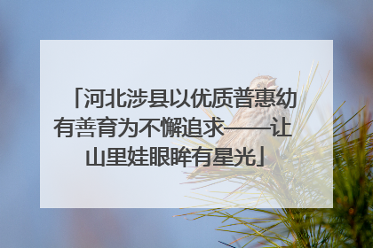 河北涉县以优质普惠幼有善育为不懈追求——让山里娃眼眸有星光