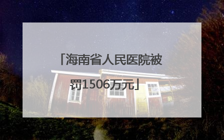 海南省人民医院被罚1506万元