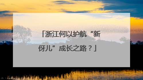 浙江何以护航“新伢儿”成长之路？