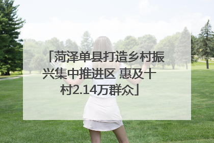 菏泽单县打造乡村振兴集中推进区 惠及十村2.14万群众