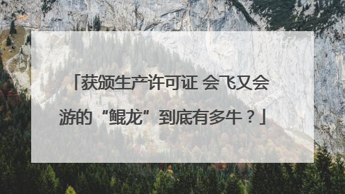 获颁生产许可证 会飞又会游的“鲲龙”到底有多牛？