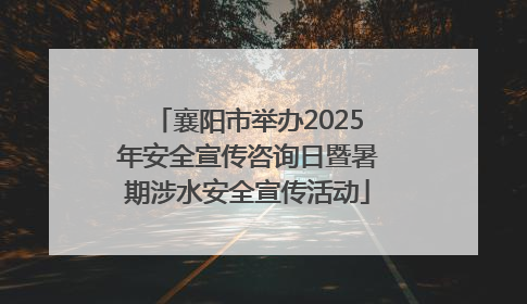襄阳市举办2025年安全宣传咨询日暨暑期涉水安全宣传活动