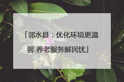 邻水县：优化环境更温馨 养老服务解民忧