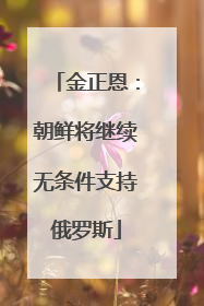 金正恩：朝鲜将继续无条件支持俄罗斯