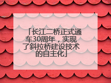 长江二桥正式通车30周年，实现了斜拉桥建设技术的自主化