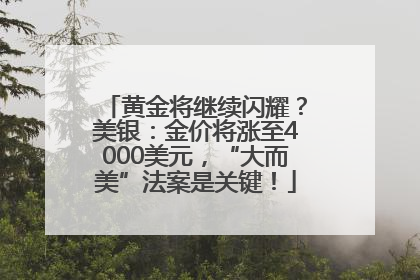 黄金将继续闪耀？美银：金价将涨至4000美元，“大而美”法案是关键！