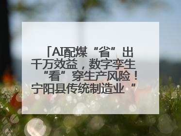 AI配煤“省”出千万效益，数字孪生“看”穿生产风险！宁阳县传统制造业“智”变突围